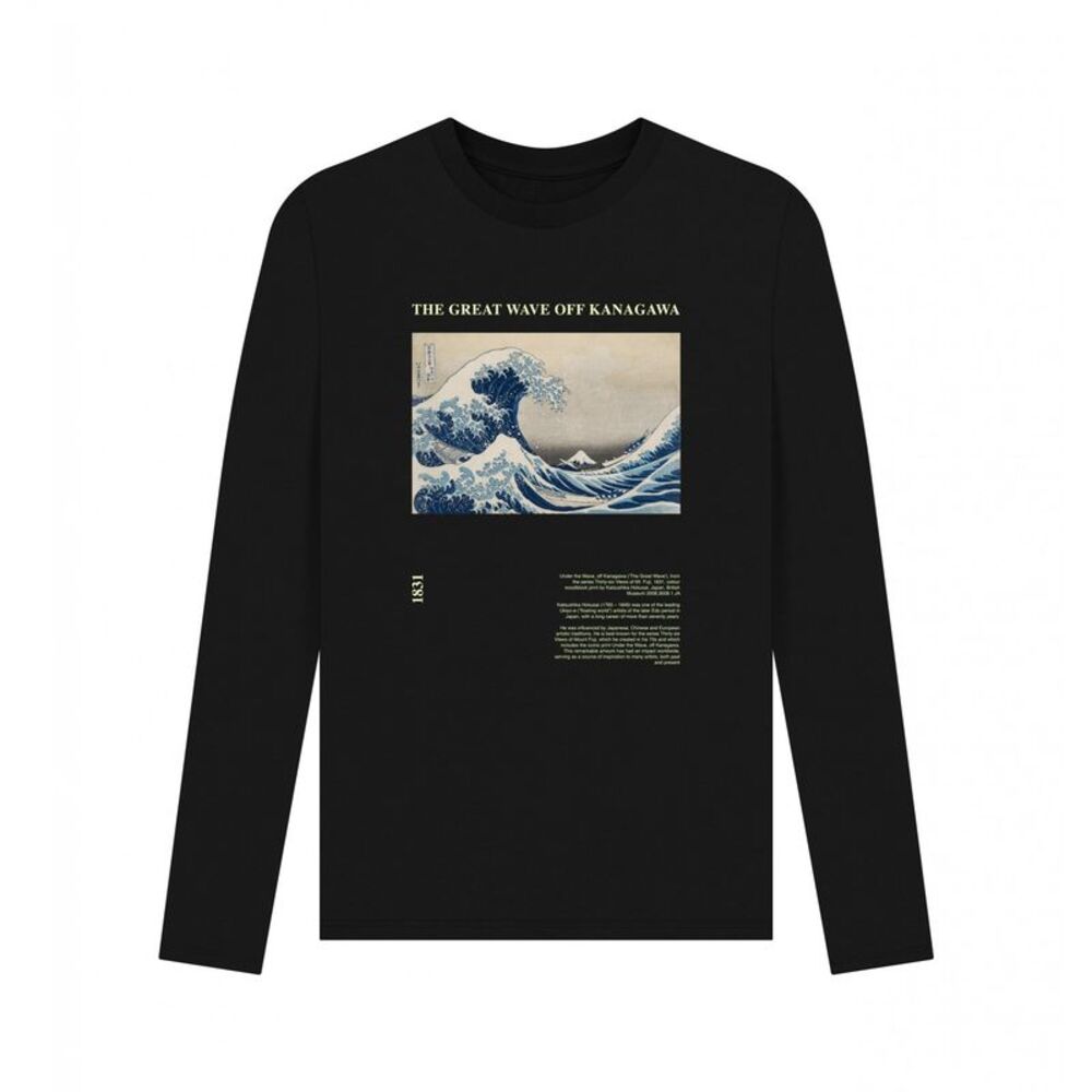 Apoh Unisex Adult 1831 Hokusai Long-Sleeved T-Shirt / Black